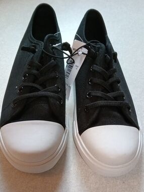 Soda Black Canvas Sneakers with White Toe Cap
